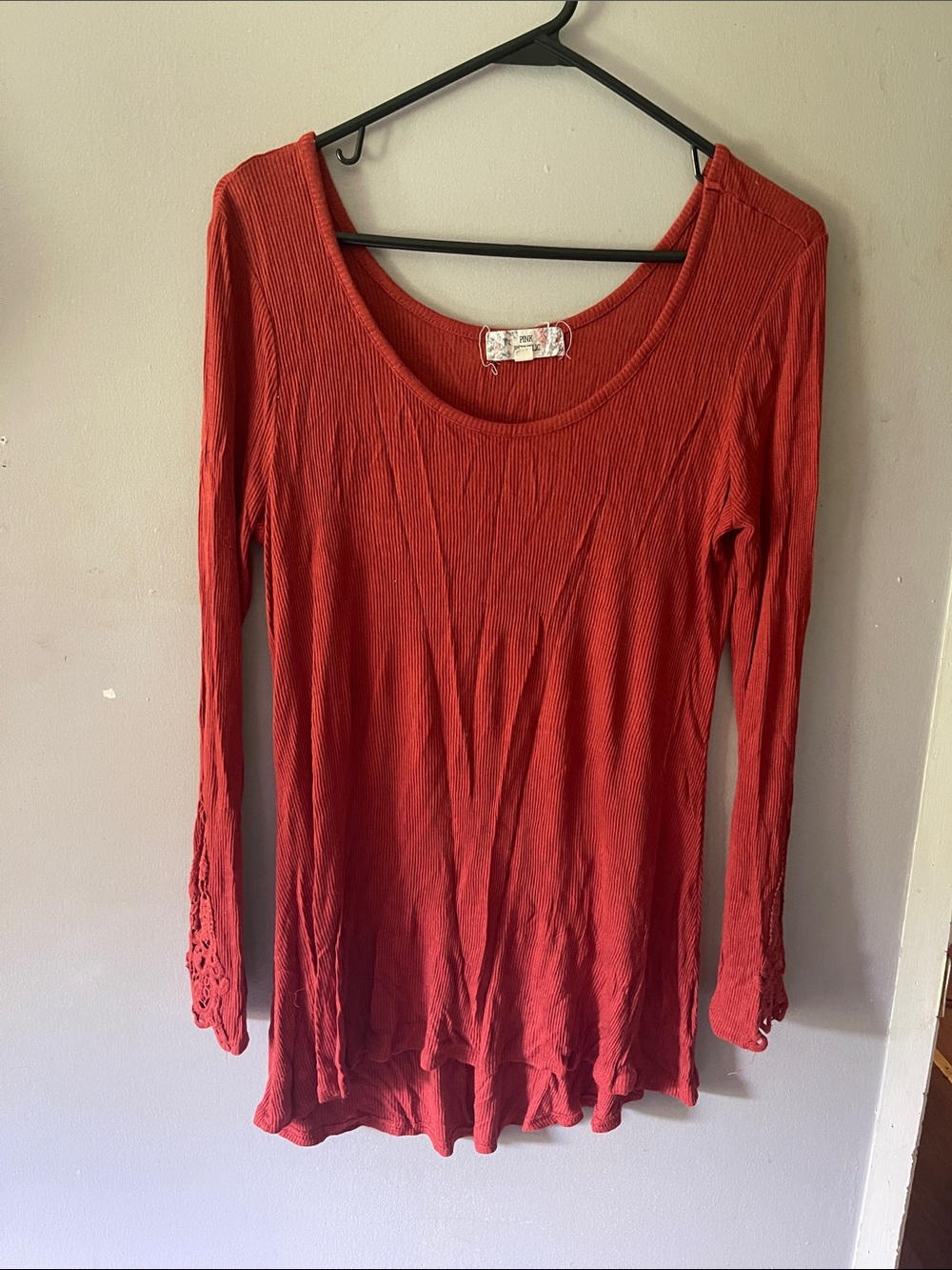 Pink Republic Rust Scoop Neck Long Sleeve Top